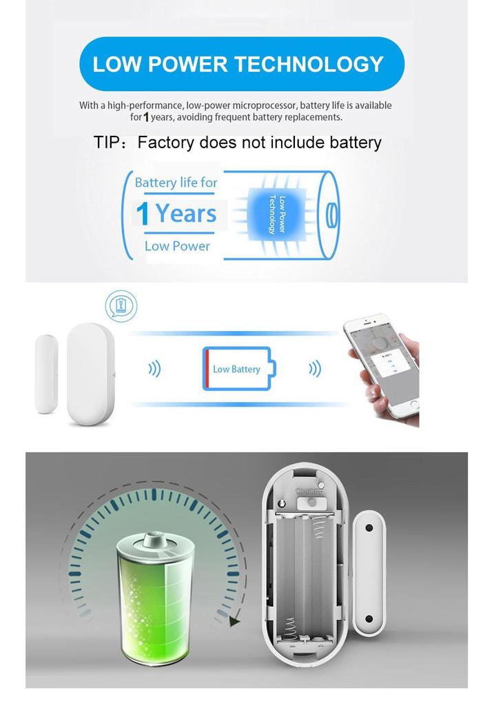 Graffiti Smart Zigbee Door/Window Magnetic Sensor with Remote Alarm & Tuya App Integration