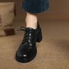 Krazing Pot Sheepskin Autumn Winter Shoes Lace Up Chunky Heels Oxford Shoes Size 43 Round Toe Deep Mouth Pumps