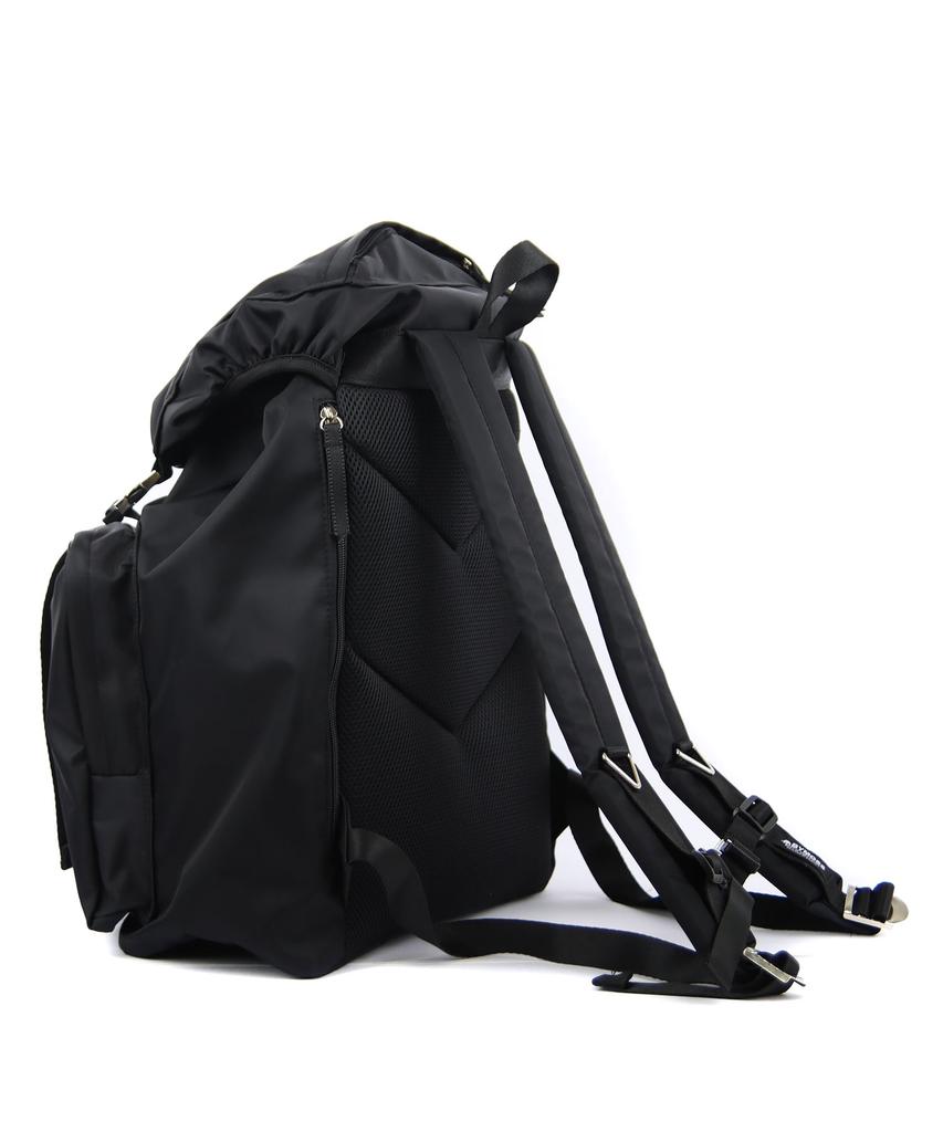 Bymoss Shiny 2-Pocket Nylon Backpack - Black