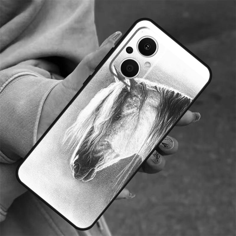 Horse Sketch Case For OPPO Reno 14 10 11 12 13 Pro 11F 12F 13F 14F 7 8 Lite OPPO Find X9 X8 X5 Pro Cover