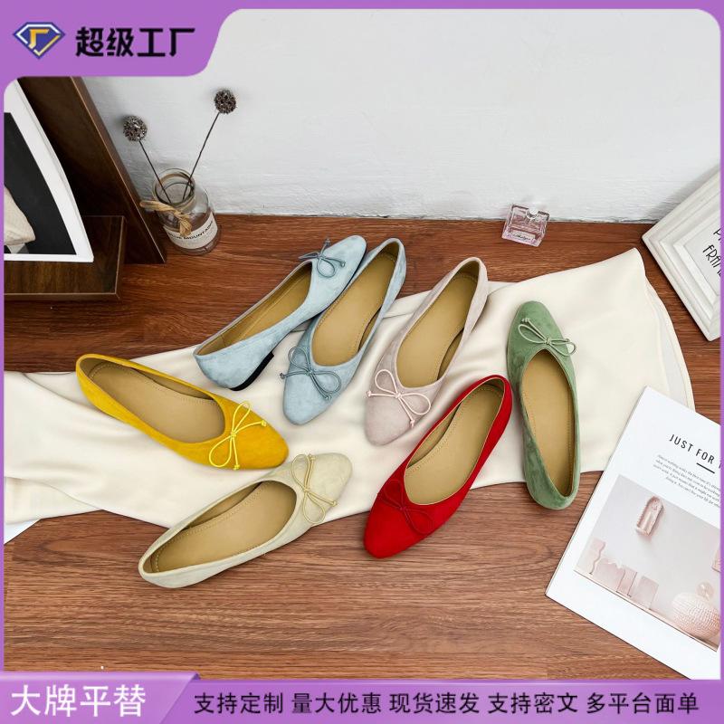 2025 new bow soft-soled casual shoes French outer wear high-end sense one-pedal shallow single shoes women's summer versatile