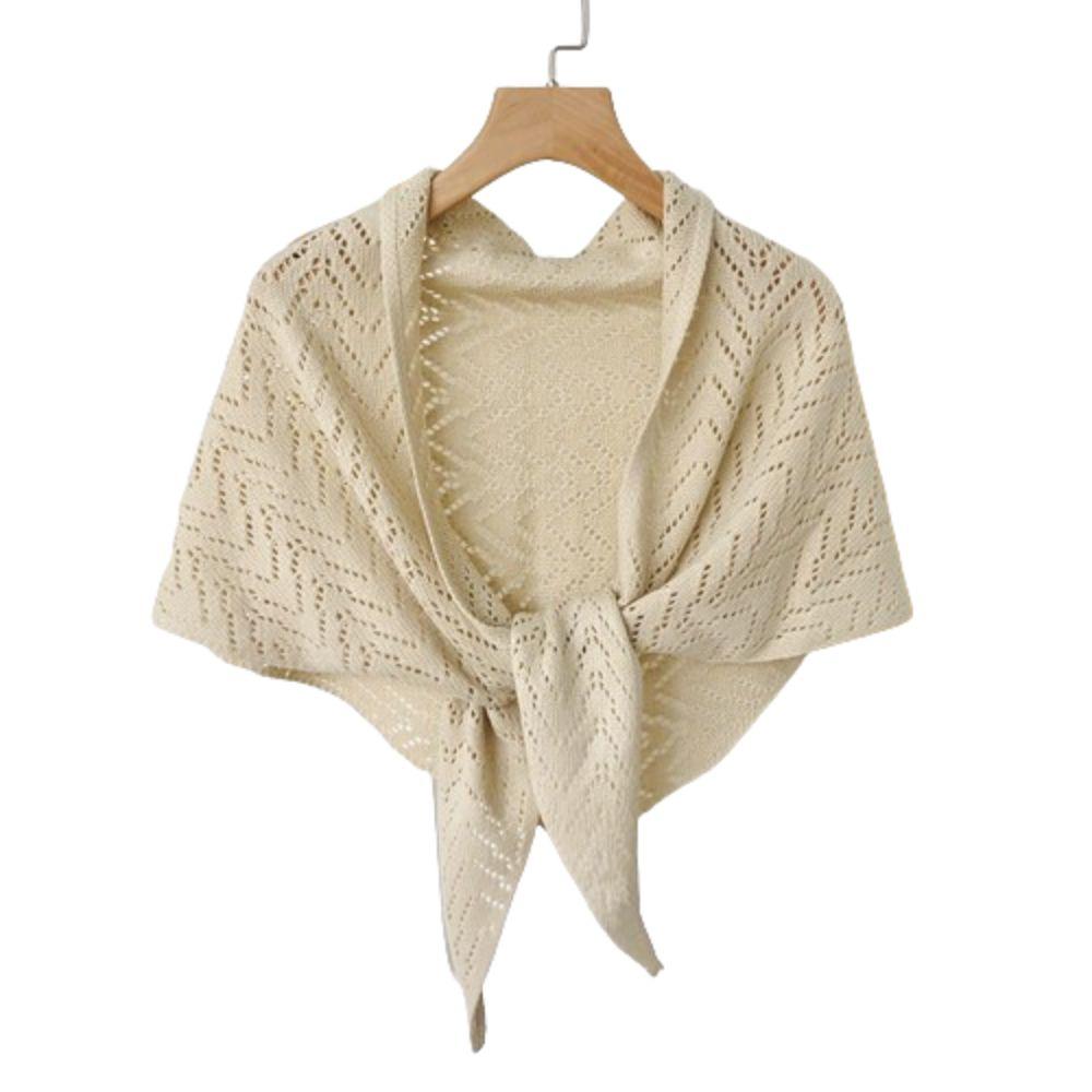 Terylene Stripe Knitted Shawl Warp Knitting Sun Protection Cape Striped Cutout Cape Female абрикосовый