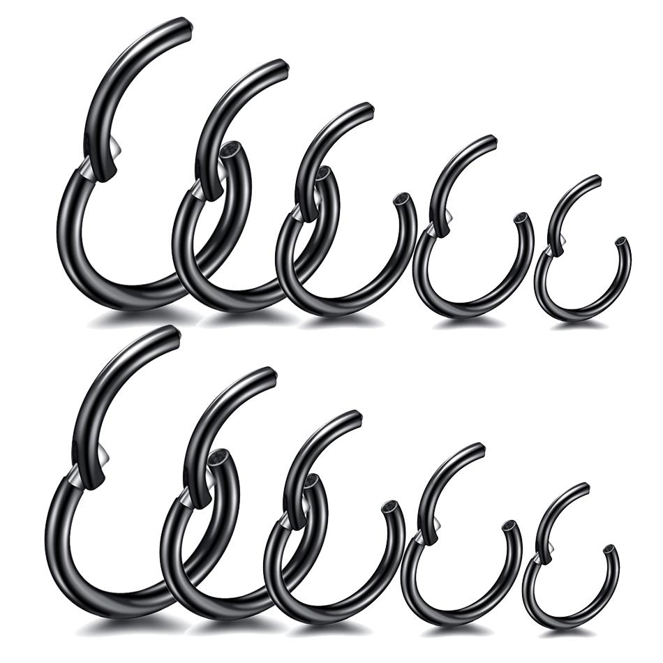 10pcs/lot Steel Hinged Segment Nose Hoop Rings Septum Piercing Daith Hoop Earring Lip Cartilage Piercings Women Jewelry 14G-20G