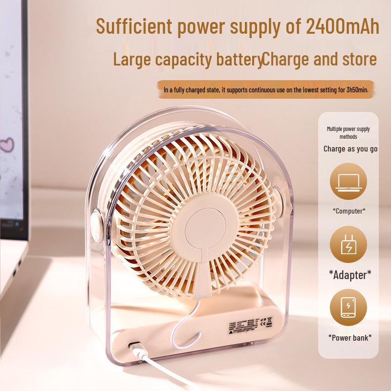 2026 USB Rechargeable Desktop Fan with Detachable Brushless Motor, Silent Operation, Digital Display, and Enhanced Airflow