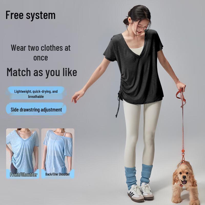 Women s Quick-Dry Athletic Drawstring T-Shirt XL чёрный