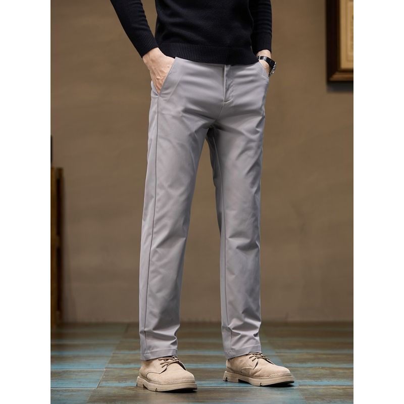 Foreign Trade Surplus Pure Cotton Straight-Leg Business Casual Pants for Men, New Spring and Autumn Style, Loose Fit, Stretchy Workwear Long Pants