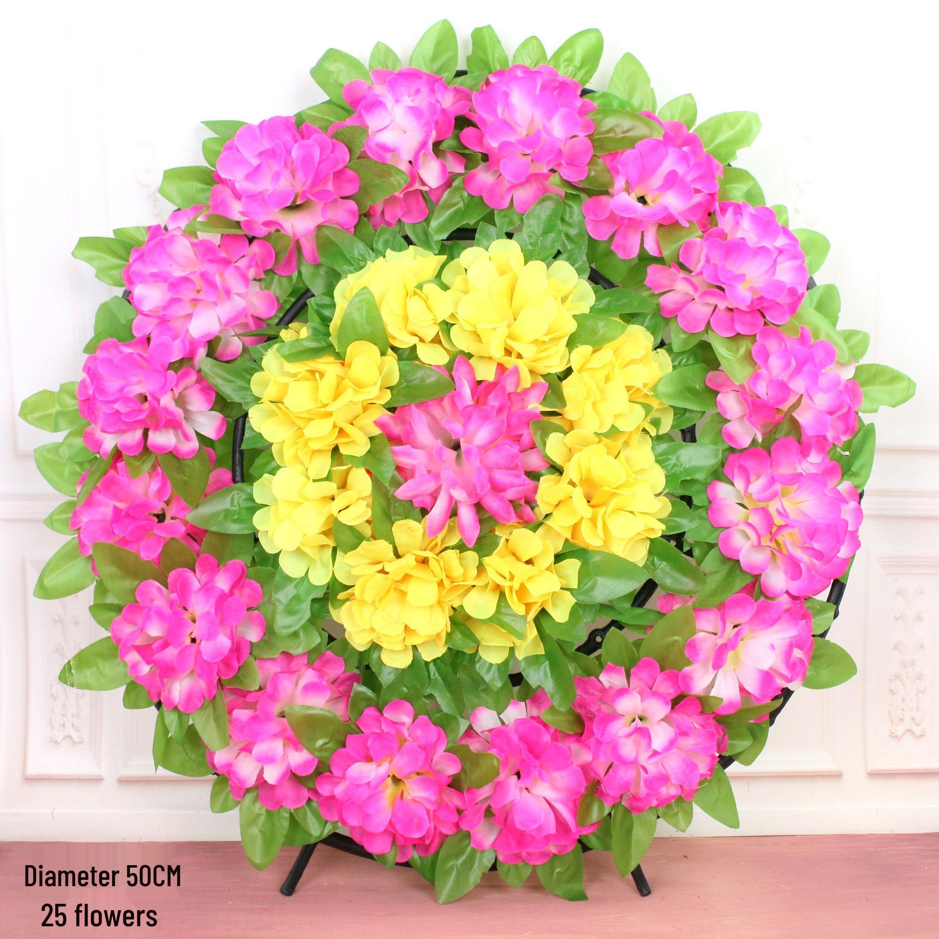 Qingming Festival Artificial Silk Flower Wreath for Tomb Decoration