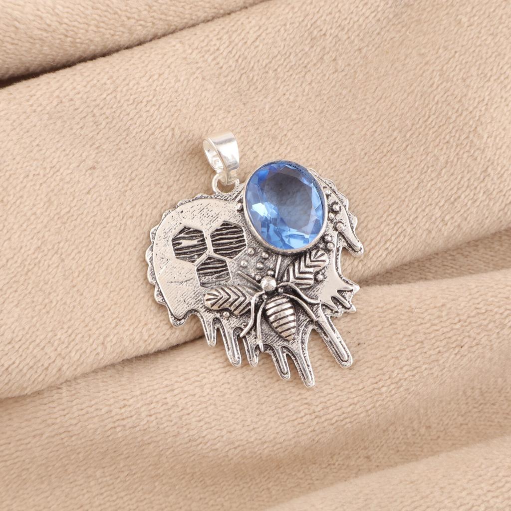 Tanzanite Gemstone 925 Stamped Silver Jewelry Handmade Fashionable Pendant 1.49" CP-28-10