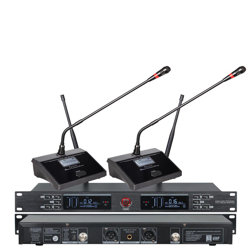 High-End U-Band Wireless Mic Set: Lavalier, Headset for Stage & Conference.