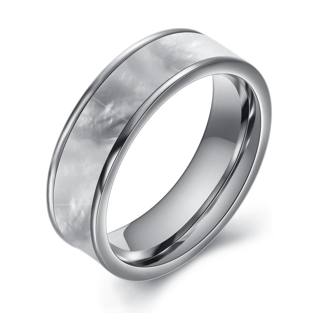 Two Color Fashion 316L Stainless Steel Jewelry Ring Natural Shell Wedding Rings for Women