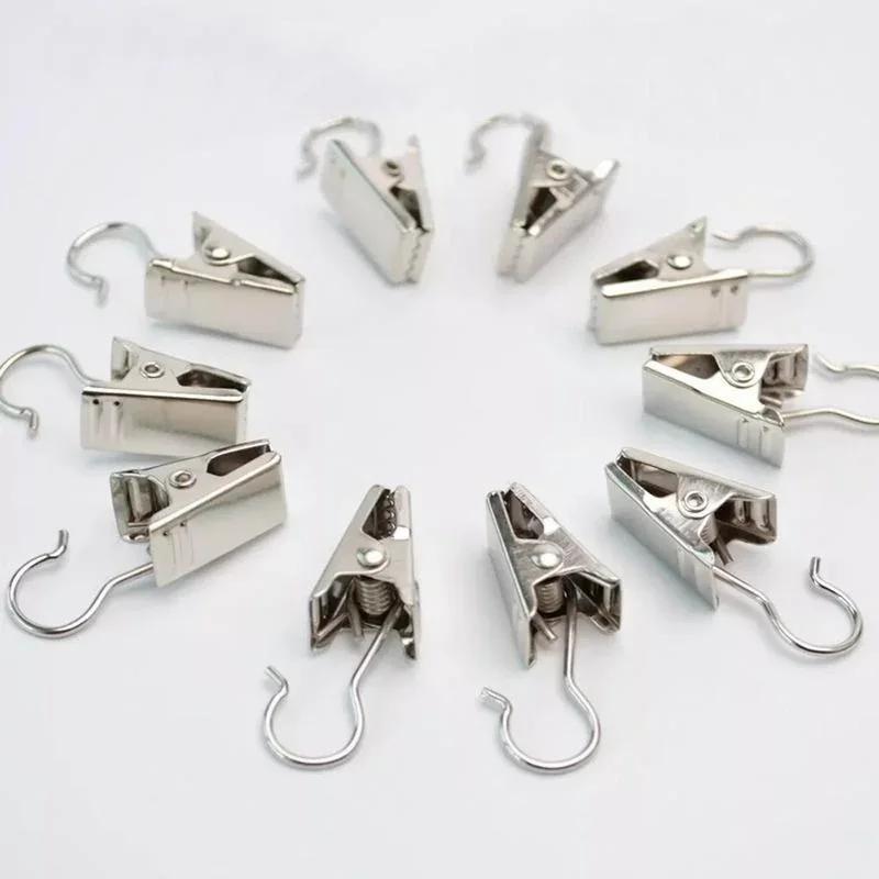 10PCS Stainless Steel Curtain Clips with Hook for Curtain, Photos, Home Decoration Outdoor Christmas Party Wire Holder