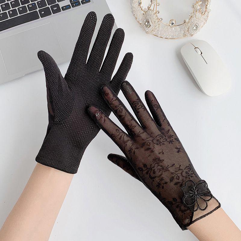 

Spring and Autumn Sun Protection Gloves Summer Thin Women s Driving UV Protection Cycling Electric Car Ice Silk Tram Summer Thin A8-21 Black One size