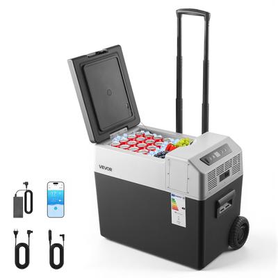 VEVOR 12 Volt Refrigerator, 42.3 QT/ 40L Car Fridge, Portable Electric Freezer Compressor with Handle, APP Control and Wheels, 12V/24V DC 100-240V AC