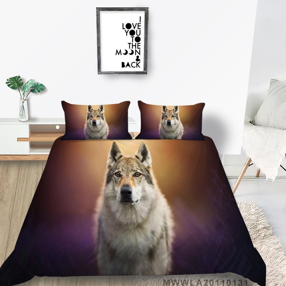 2023 New Style Wolf Printing Bedding Set Animals Duvet Cover Bed Cover Highend Pillowcase Cool Men Bedding Suit King Size Bed Set Cover