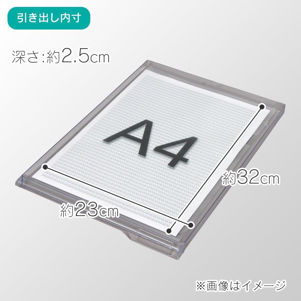 7 Iris Ohyama Letter Case A4 with Rubber Feet and with Index Stickers Slim Drawer Office Storage Desk Document Case Storage Case Envelope Clear