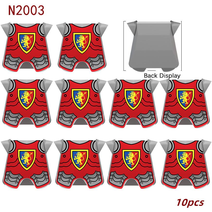 

10 шт. MOC Средневековый военный жилет Строительные блоки Рыцарские доспехи Аксессуары Кирпичики Игрушки Подарок