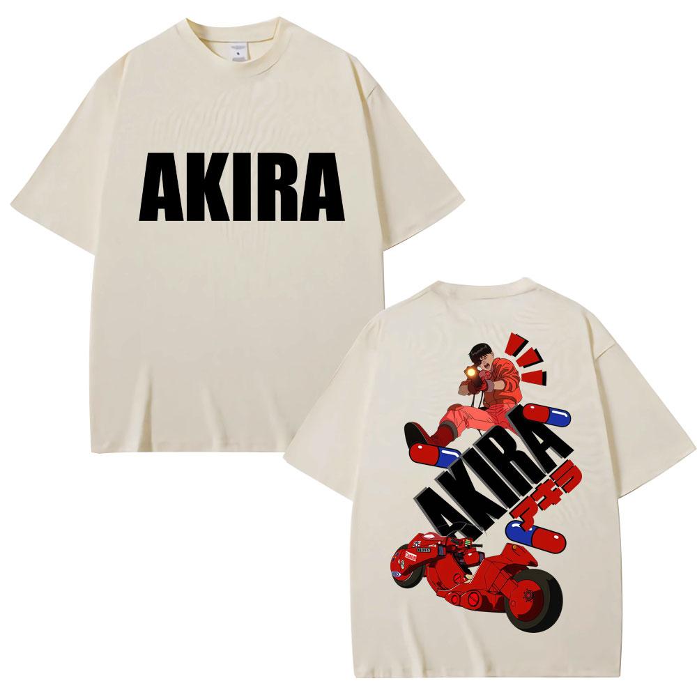 Japan Anime Akira Vintage T Shirt Science Fiction Movie Shotaro Kaneda T-shirts Breathable Cotton Casual Oversized Tee Shirt