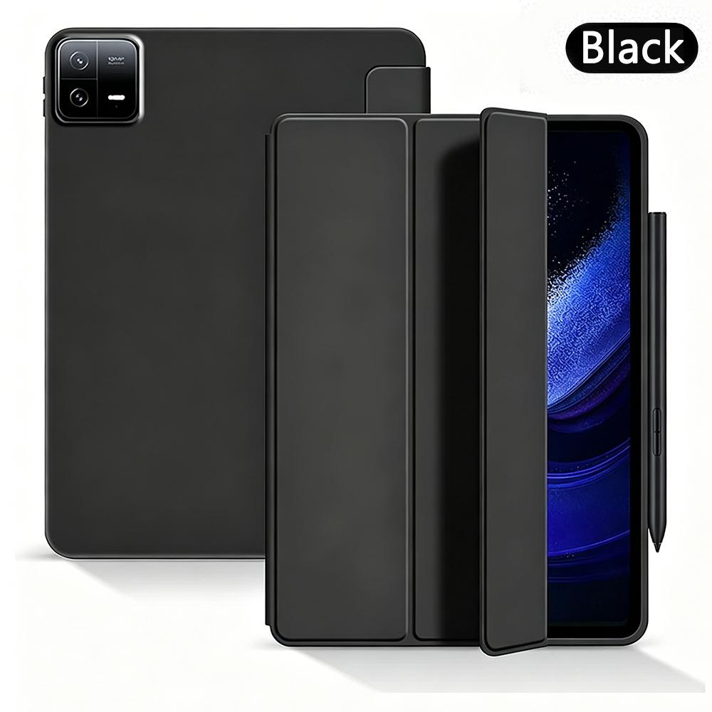 For Xiaomi Pad 6 / 6 Pro 11-inch 2023 , Ultra Thin Trifold Stand PU Leather Protective Cover, Soft Silicone Back Shell