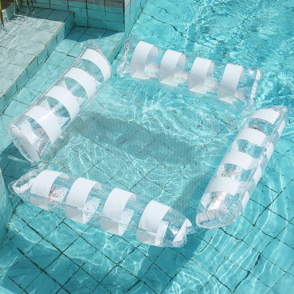 Inflatable Hammock Floating Chair with Backrest - Foldable Summer Pool Party Lounger.