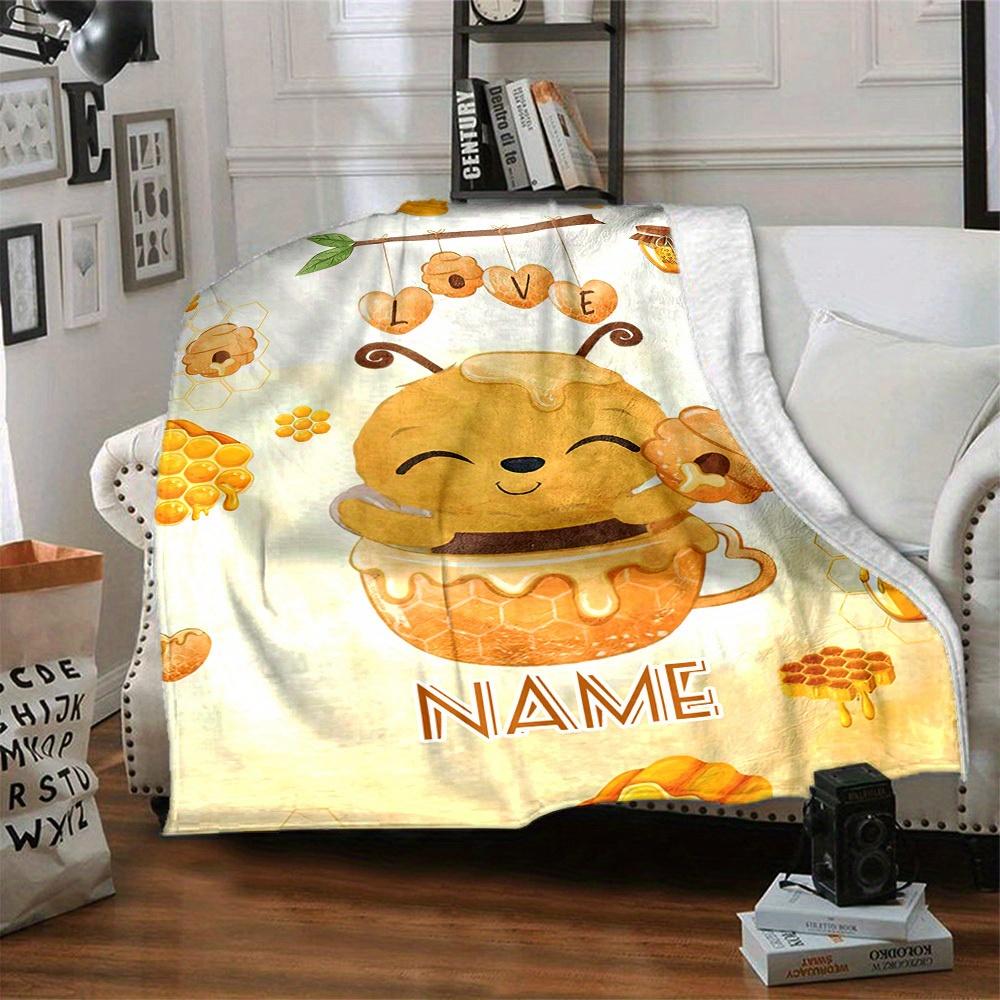 Honey Bee Love Home Customize Your Name Blankets Soft Cozy Lightweight Allseason Multipurpose Blanket For Picnics Sofas Offices Beds Living Rooms