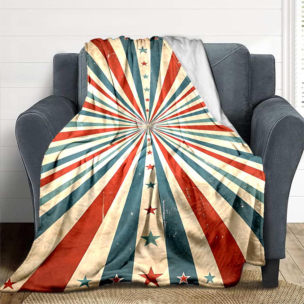1pc Stars Stripes Lightweight Flannel Blanket, Comfortable and Warm Blanket, for Office and Camping Sofa Bed, Livingroom183