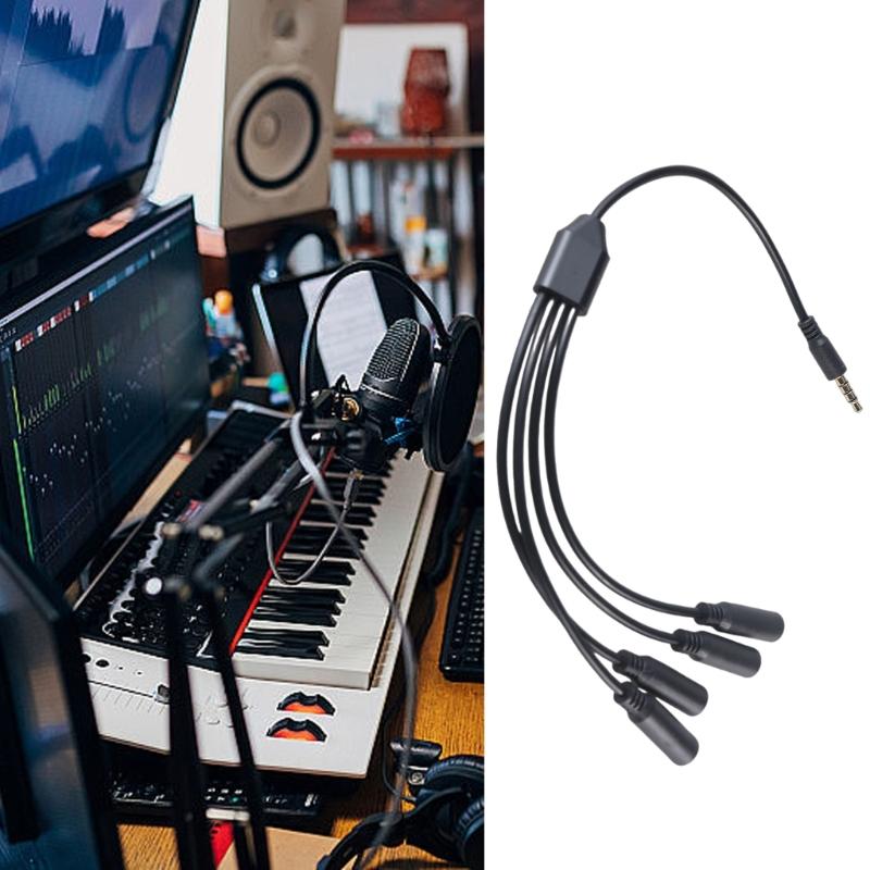 1 in 3/4/5/6 Out 3.5mm AUX Cord Male to Female Stereo AUX Converters Wire Splitter Cable 4-Section for Headphones