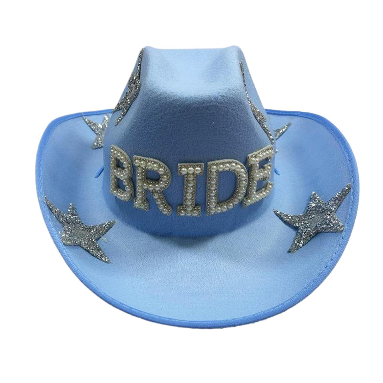 

Jeweled Cowboy Hats Heavy Crystal Panama Hat Surprise Gift for Girl Bride Hat for Carnivals Music Festival синій