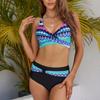 Women Sexy Bikini Set Two Pieces Swimsuit Fashion Push Up Floral Printed Split Swimsuit Bikini Suit Female Beach Halter Swimwear