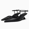 Fashion Luxury Brand Women Pointed Toe Wedge Sandals Elegant Shallow One-word Buckle Designer Shoes Summer Fashion Slingback Mules Shoes