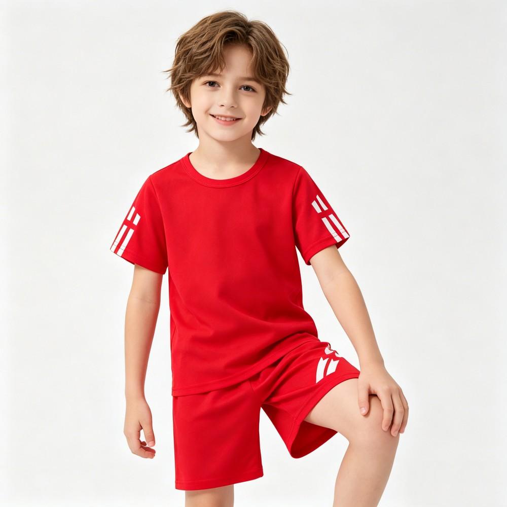 1 to 12 Years Boys Sport Suit Black Red Blue Child Boy Sportswear Football Basketball Clothes Sets T Shirt and Shorts Tracksuit