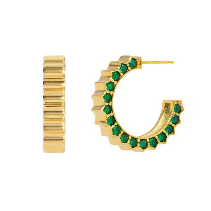 J.Gracelet Solar Circle Emerald Earrings (S925)