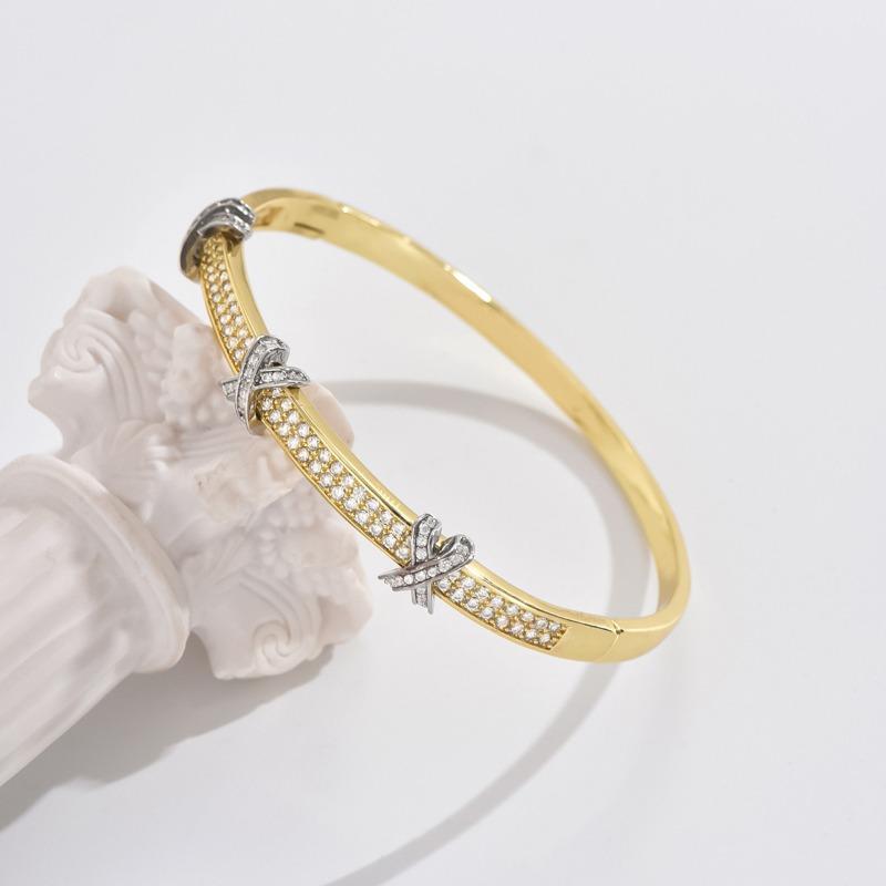 Diamond Cuff Bracelet - Minimalist Letter Bangle for Women, Adjustable Width with Custom Engraving, Dainty Wrist Jewelry Gift