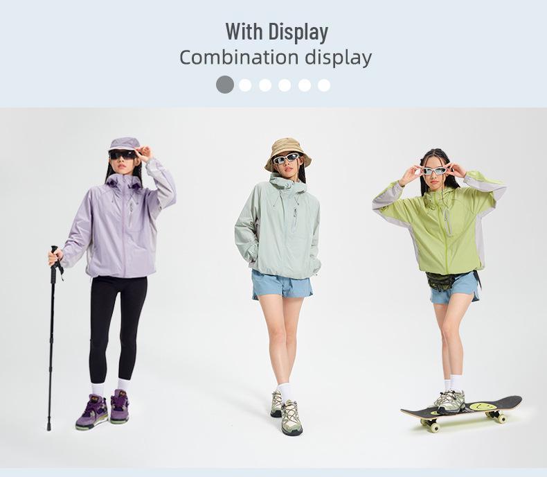 Women's Mint Green Lightweight UV Protection Jacket - Summer Outdoor Breathable, Color Block Design