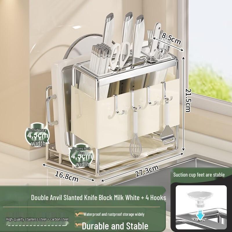 Stainless Steel Countertop Kitchen Knife & Utensil Organizer