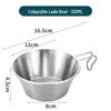 304 Stainless Steel Portable Sherpa Bowl: Multi-purpose, Foldable, Hangable Over Open Flame for Outdoor Camping and BBQ - Soup Cup