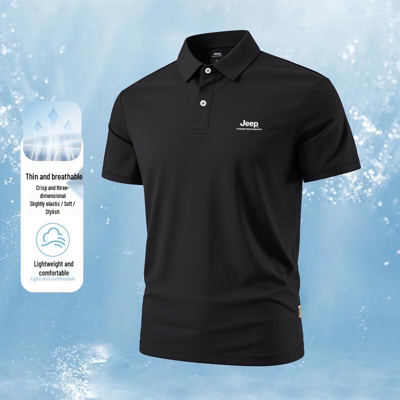 JEEP Men s Linen Blend Breathable Ice Feel Polo Shirt 3XL