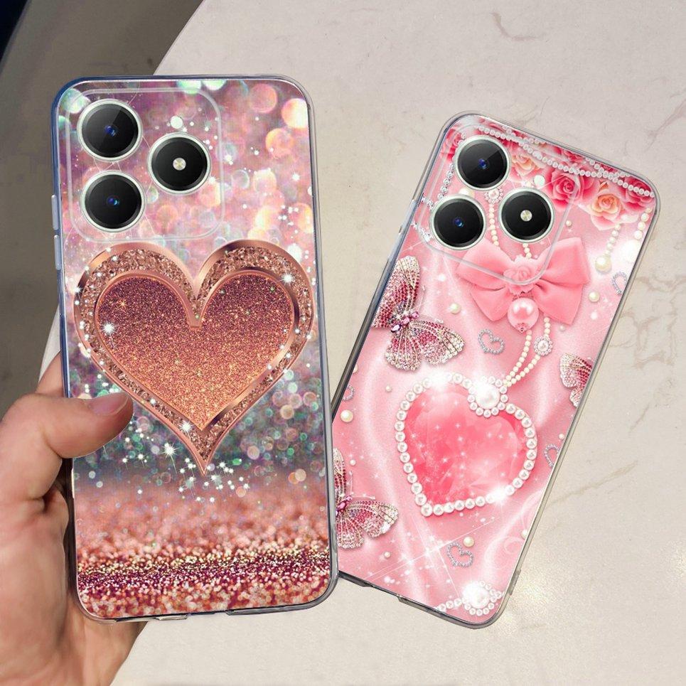 Couple Love Heart Back Case For Realme Narzo N61 N63 Realme C63 C61 Transparent Soft TPU Slim Silicone Phone Cover Fashion Capas