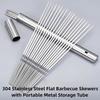 20Pcs Long Flat Kabob Skewer Stainless Steel Grilling Roast Stick BBQ Needle Stick  Outdoor Picnic