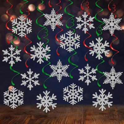 8 Pcs Christmas Snowflake Hanging Swirl Decorations Winter Party Glitter Snowflake Ceiling
