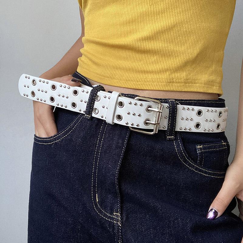 Women's Rivet Belt Fashion Casual Punk Style Pu Leather Waistband Personalized Waistband Decoration Accessory