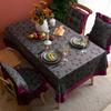 Tovaglia con bordo a giunzione stile europeo con motivo a piante in velluto per copertura da tavolo hotel casa decorazione rettangolare tappetino per tavolino da tè