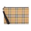Pochette da uomo in pelle con motivo a scacchi vintage e cinturino da polso rimovibile - Marrone chiaro 8065629