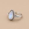 Rainbow Moonstone Pear Ring 8x12 mm, 925 Sterling Silver Teardrop Gemstone Ring, Boho Statement Ring, Minimalist Handmade Jewelry