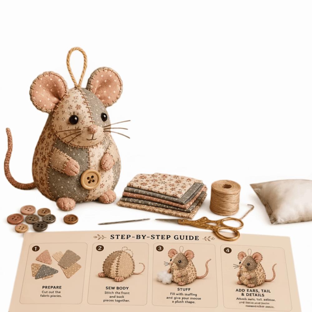 Beginner-friendly Handmade Patchwork Mouse Kit Patchwork Mouse Pendant  Craft Activities