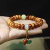 Women's Bracelet with Aged Cypress Wood Abacus Beads, Emerald Green Lotus Seed DIY Prayer Beads Jewelry