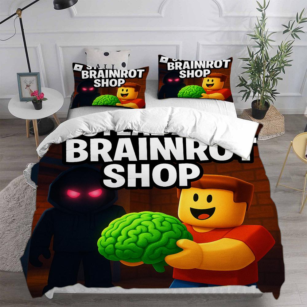 Steal A Brainrot Rob Loxs Bettwäsche-Sets, Bettdecke, Steppdecke, Bettbezug, Kissenbezug, 2-3-teilige Sets, Kinder- und Erwachsenengrößen