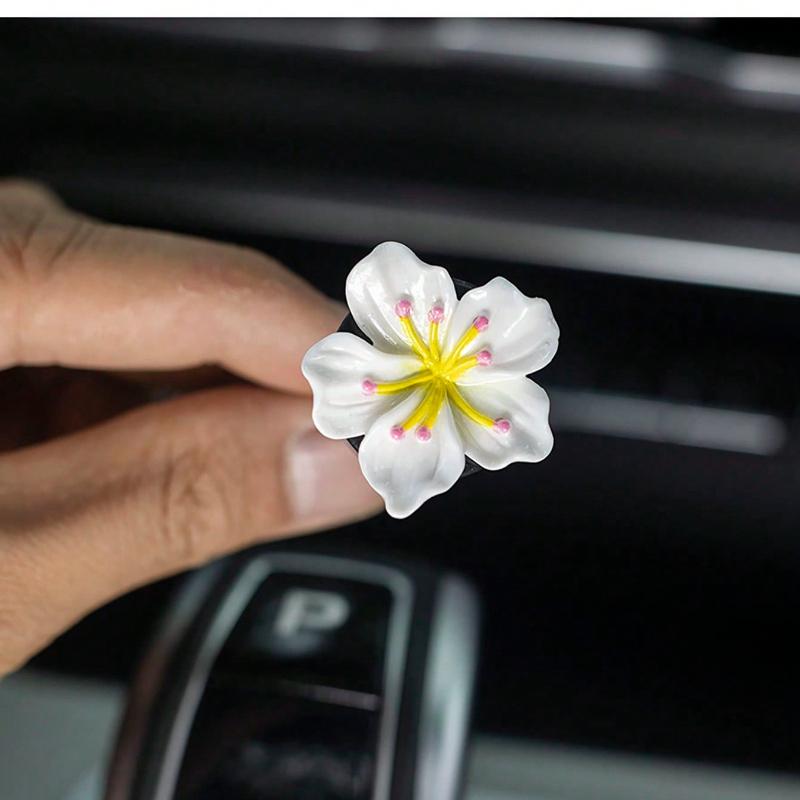 5pcs/Set Fresh Peach Blossom Decoration Car Air Vent Clip, Car Air Freshener Decor