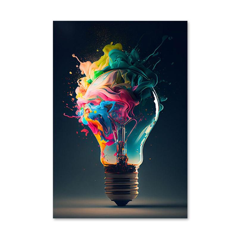 Colorful Light Bulb Posters Prints Explosive Lights Canvas Paintings Colored Scattering Lights Wall Art Pictures for Home Decor