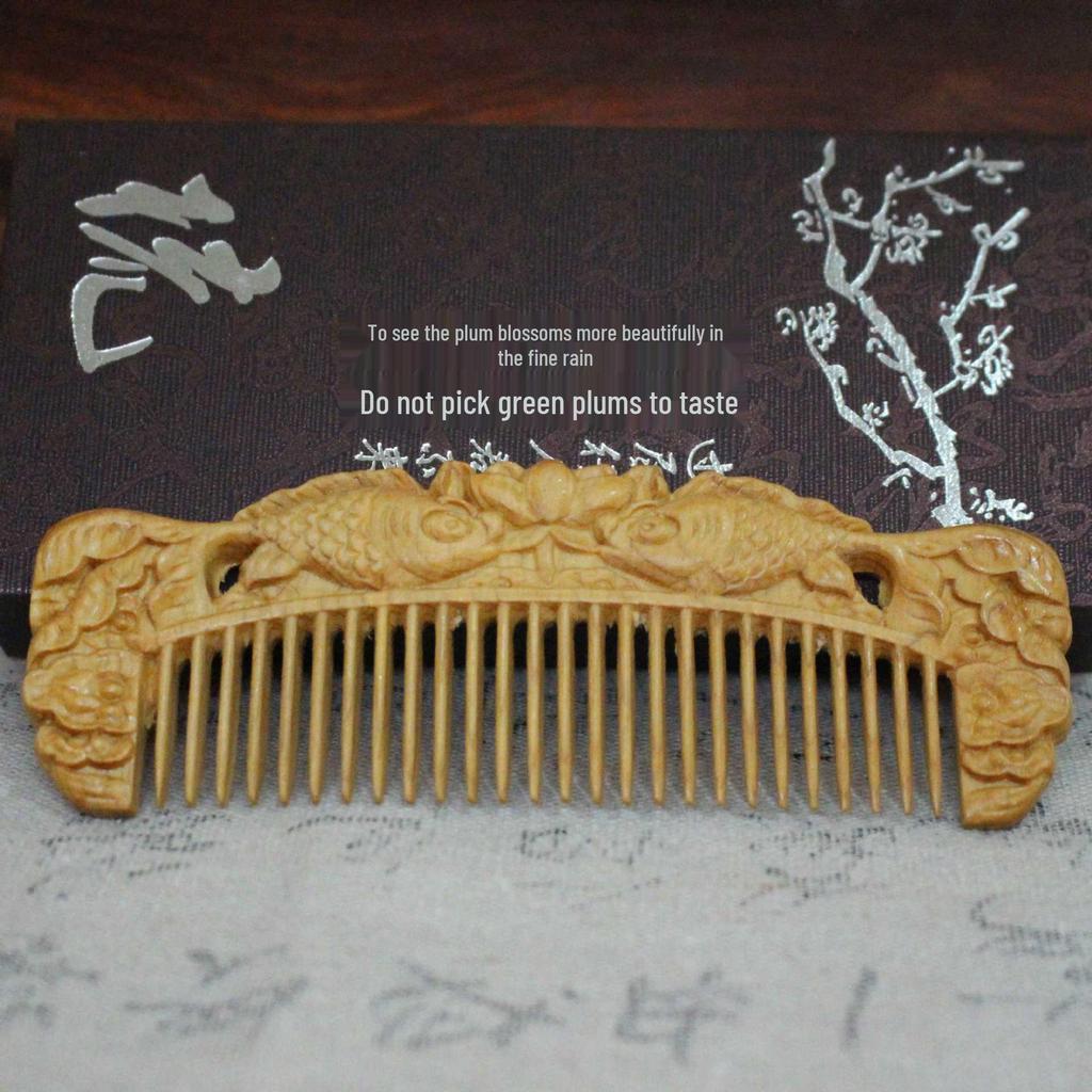 Ancient Style Sabina Wood Carved Comb Series - Floral Design, Perfect Valentine’s Gift