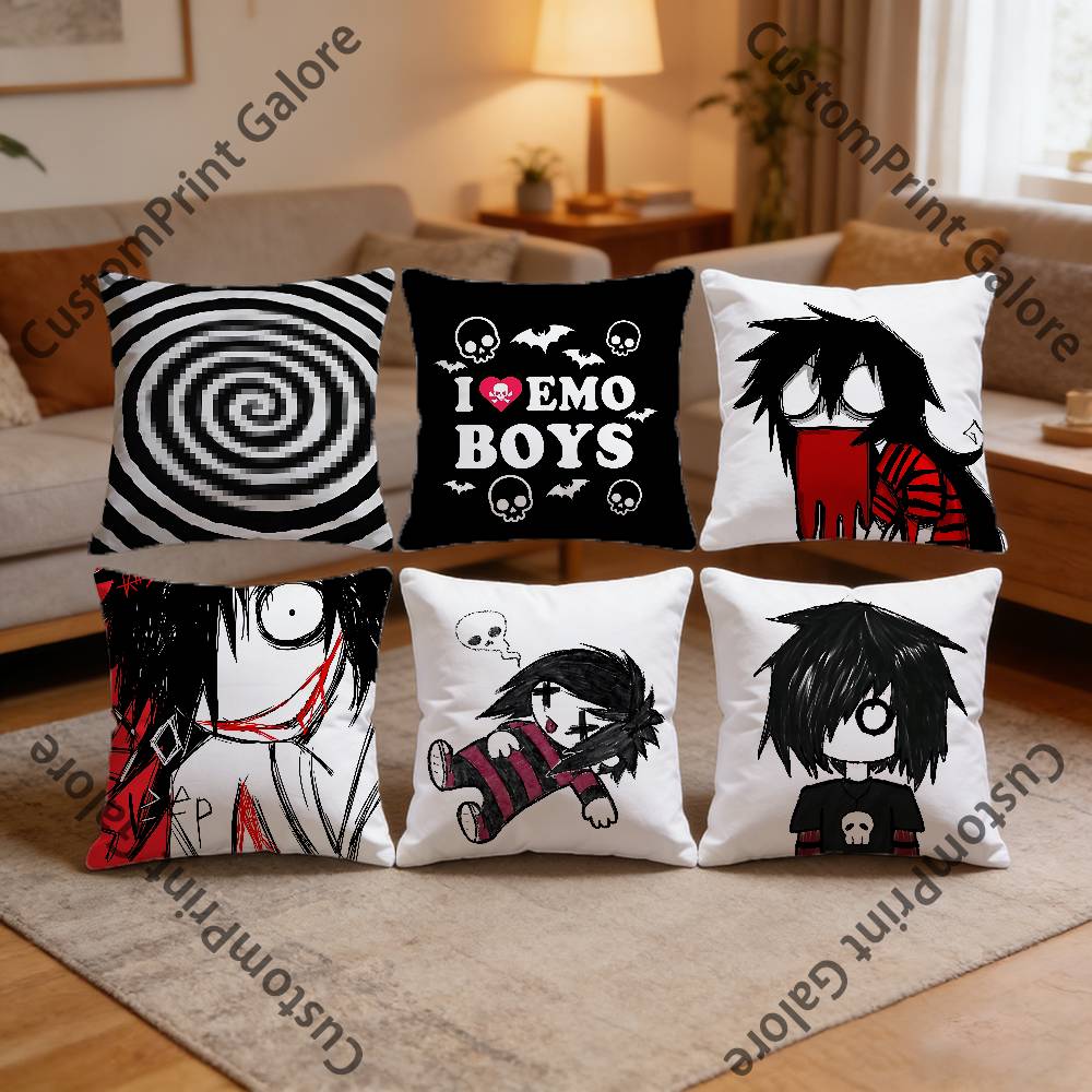 I Love Emo Boys Polyester Printed Pillow Cover Square 30 35 40 45 50 55 cm Soft for Sofa Bed Car Home Decor